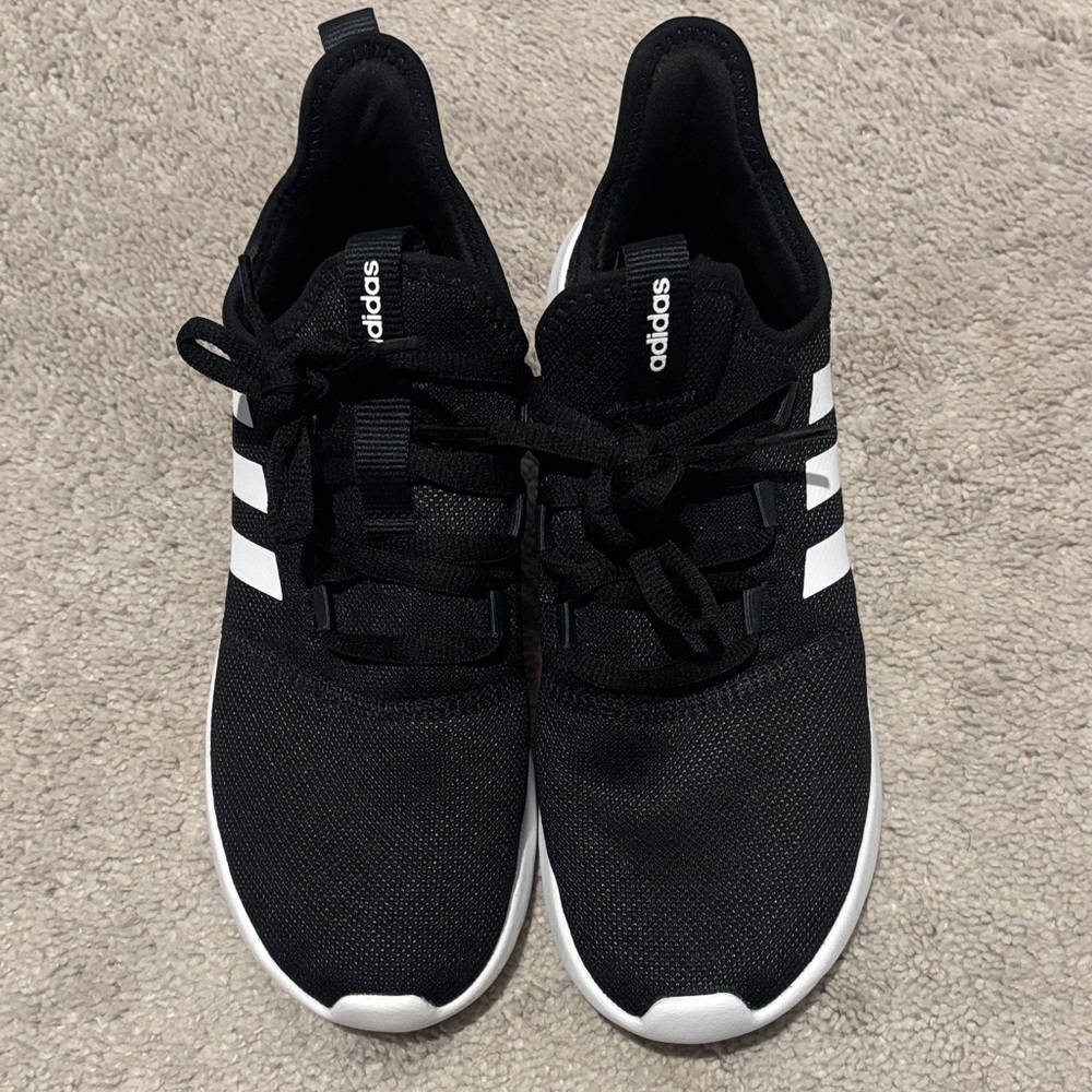 Adidas Black Mesh Sneakers with White Stripes